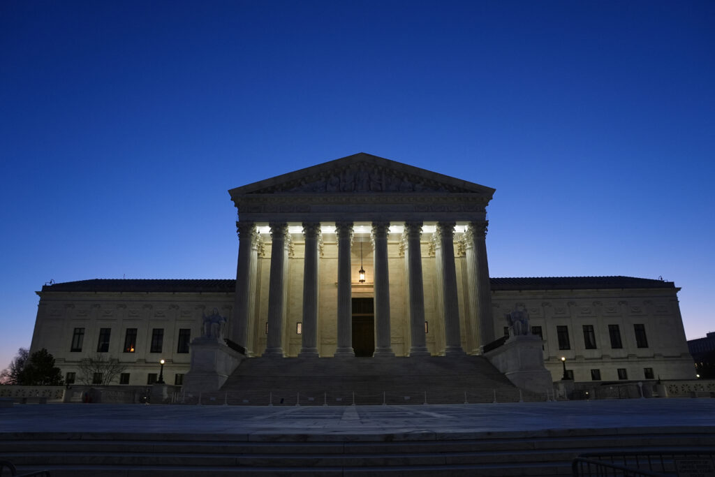 Shown is the U.S. Supreme Court Building in Washington, Tuesday, Feb. 24, 2026. (AP Photo/Matt Rourke)